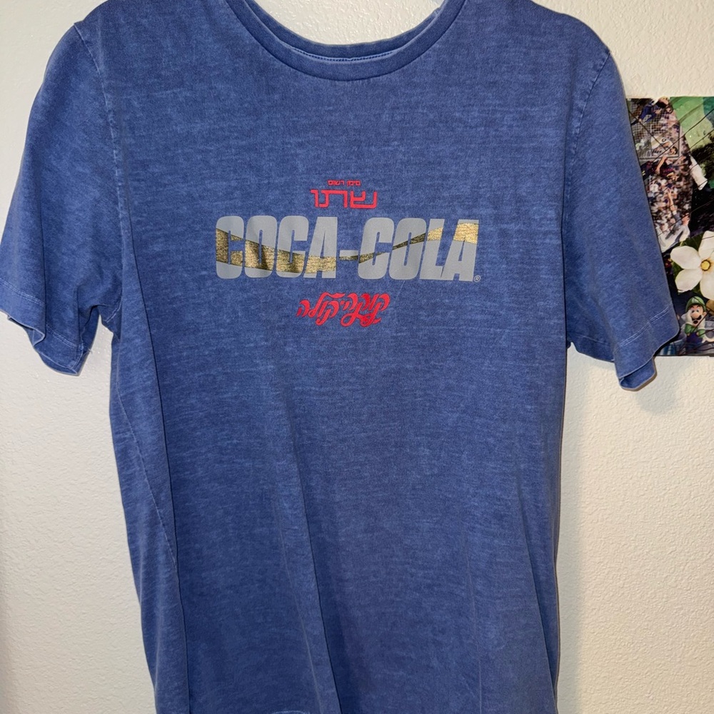 Coca-Cola Blue Tee with Red and Gold Accents